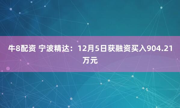 牛8配资 宁波精达：12月5日获融资买入904.21万元